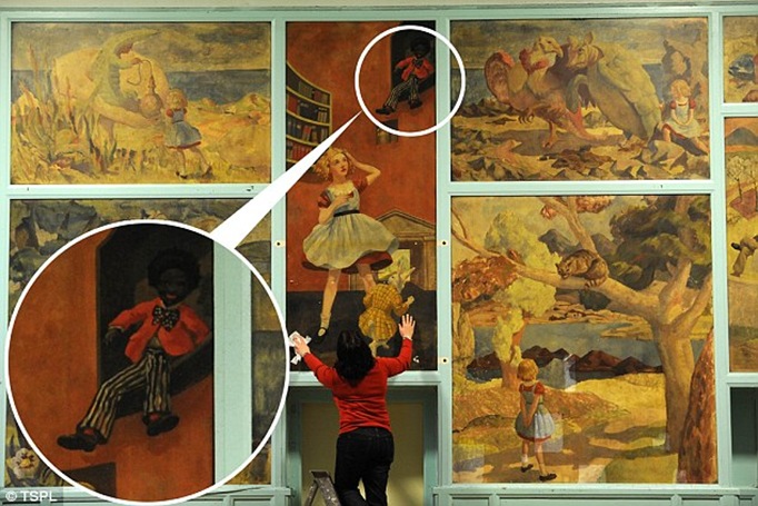 The offending gollywog, in a mural painted in 1936 by RH Westwater featuring scenes from Alice in Wonderland