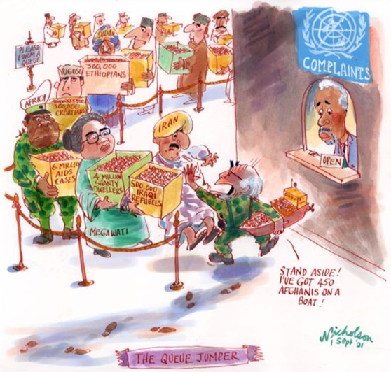 2001-09-01-Howard-Tampa-refugees-queue-jump-asylum-550