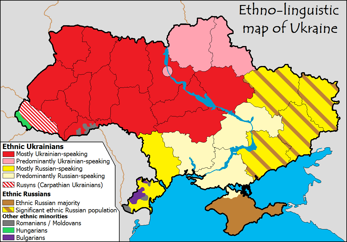 As you can see, there is quite a difference between East and West. Crimea is the Island-looking peninsula at the bottom.