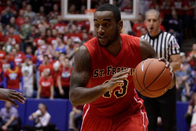 St. Francis Terriers guard Sheldon Hagigal (43) during the NCAA Basketball game between the Dayton Flyers and the St. Francis Terriers. St. Francis Terriers guard Sheldon Hagigal (43) during the NCAA Basketball game between the Dayton Flyers and the St. Francis Terriers.