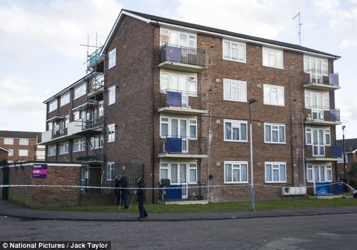 The building where the attack took place. One neighbour described the area as 'scary' yesterday