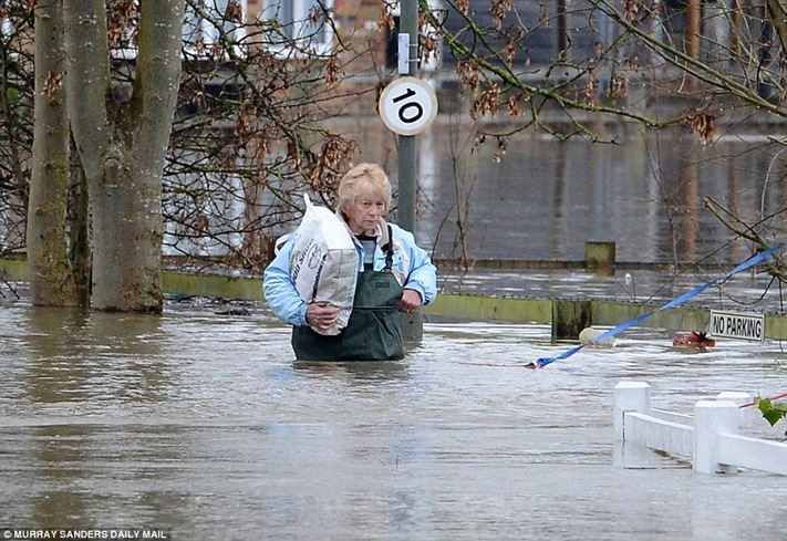 Waist high A local resident makes her way through flood water in Shepperton, Middlesex Waist high A local resident makes her way through flood water in Shepperton, Middlesex