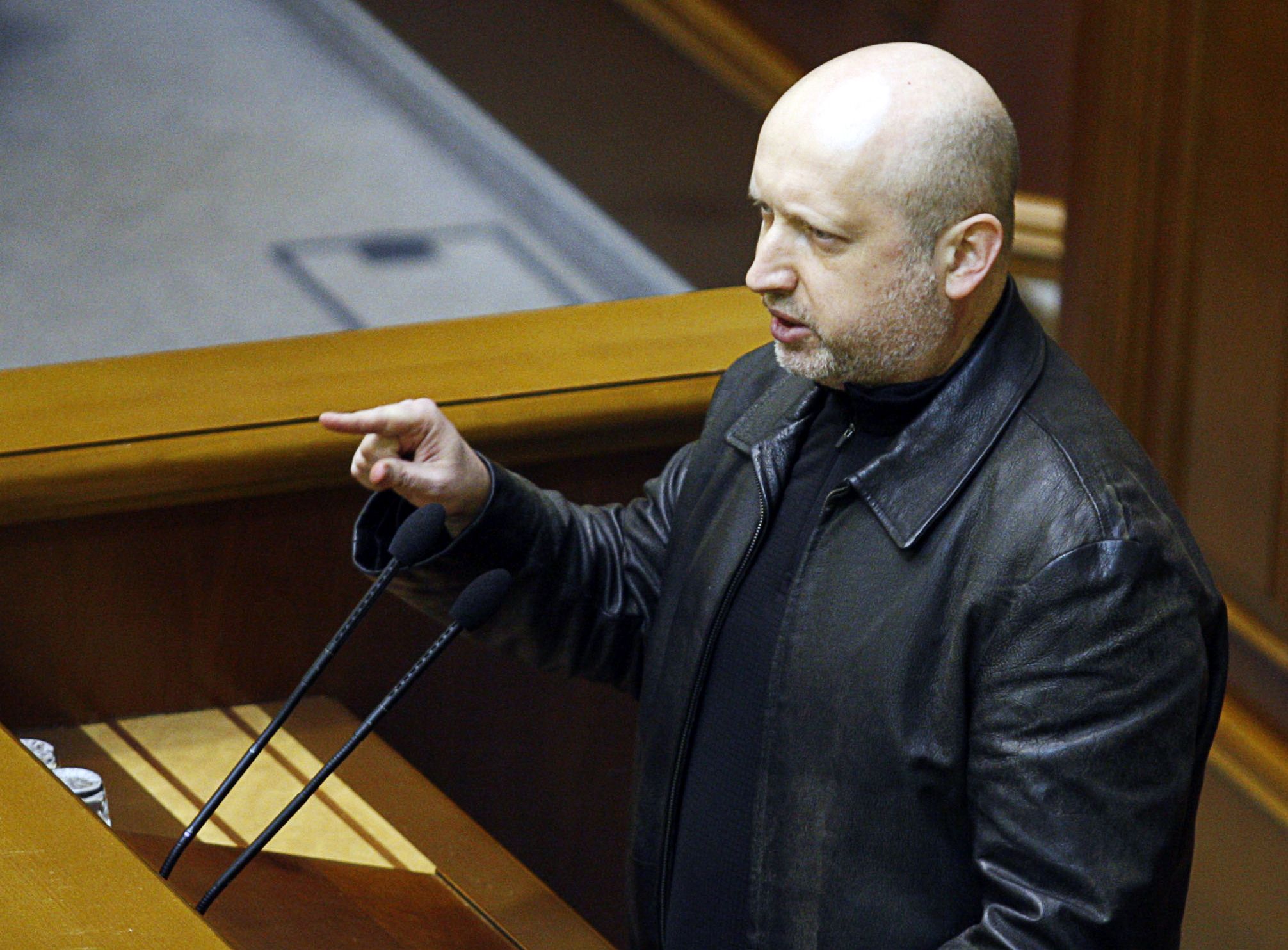 Oleksandr Turchynov: The least you can do after over-throwing a government is put on a suit, am I right? He might as well have given the speech in an Adidas track-suit while squatting with a bottle of vodka.