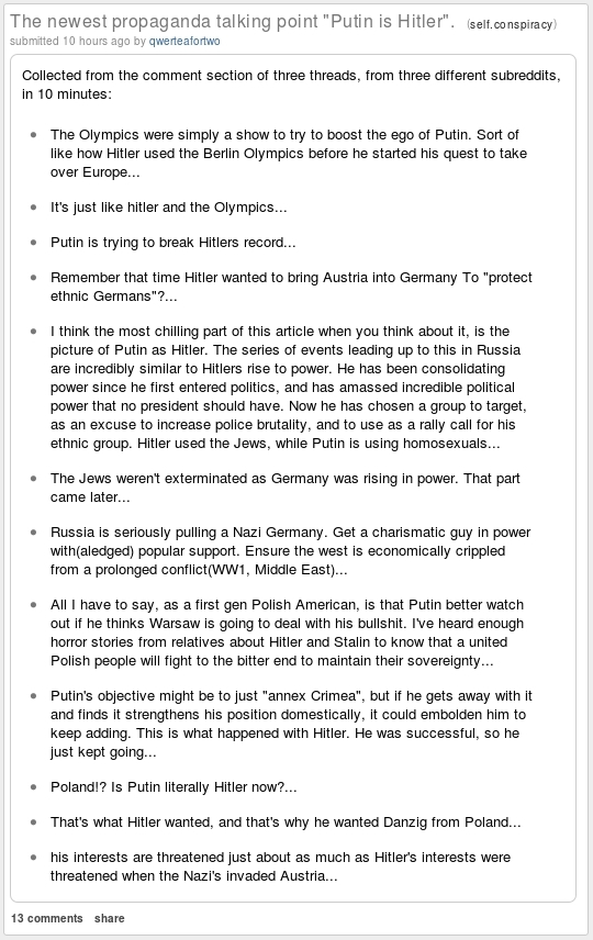 reddit hitler is the new putin