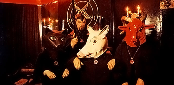 Jewish Satanist Anton Lavey practicing his "freedom of religion".