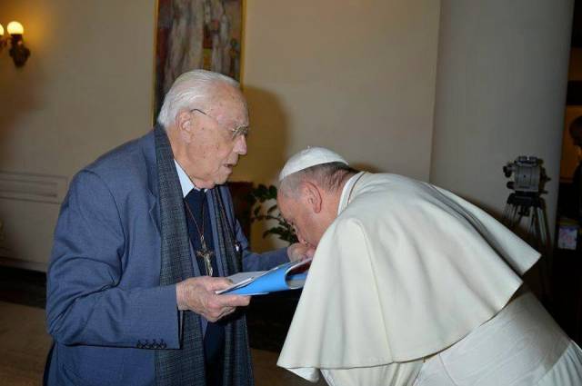 What Christian humility, kissing the hand of pro-homosexual agitator.