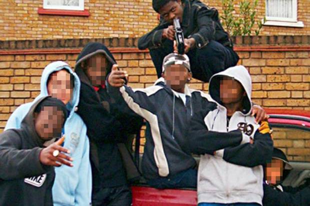 Faceless Black gang members in London.