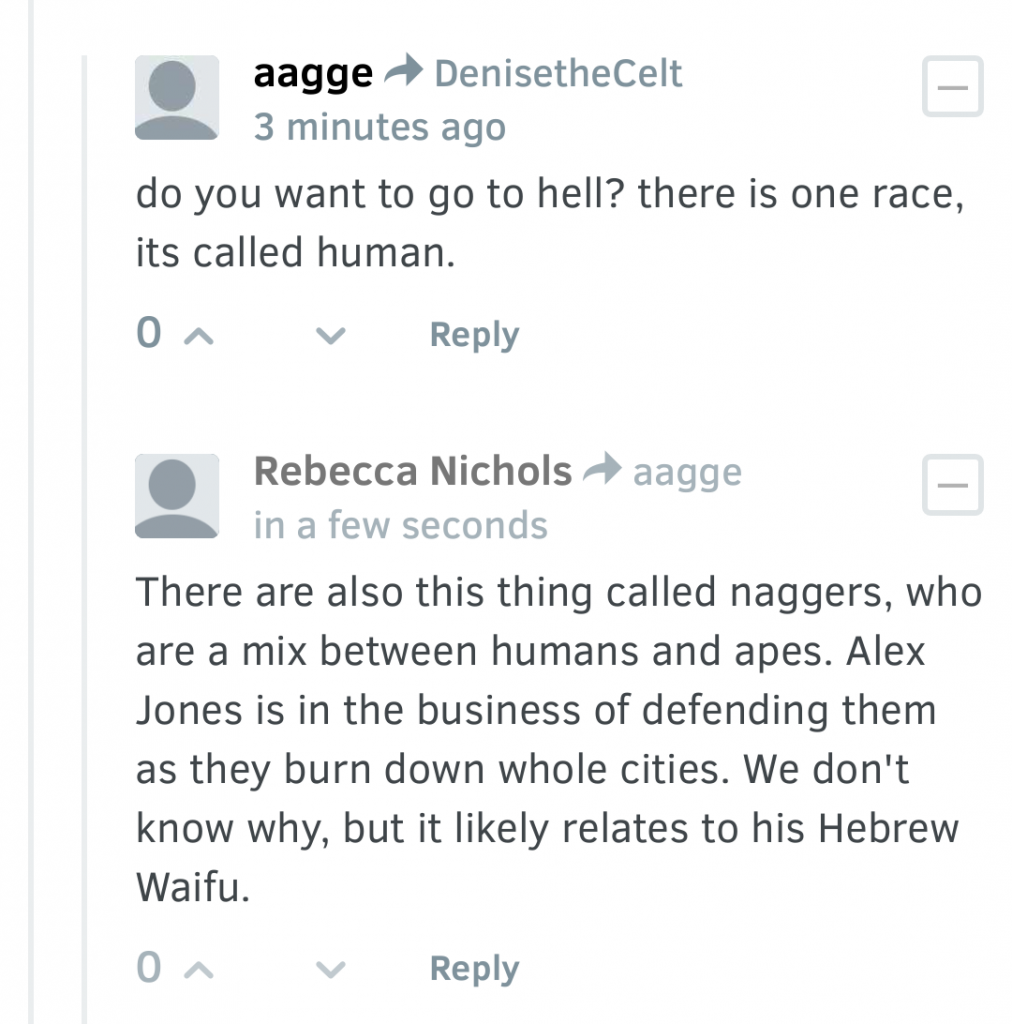 This post containing the word "naggers" was allowed.