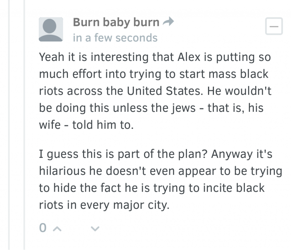 If you make a post on infowars with the word "wife" in it...