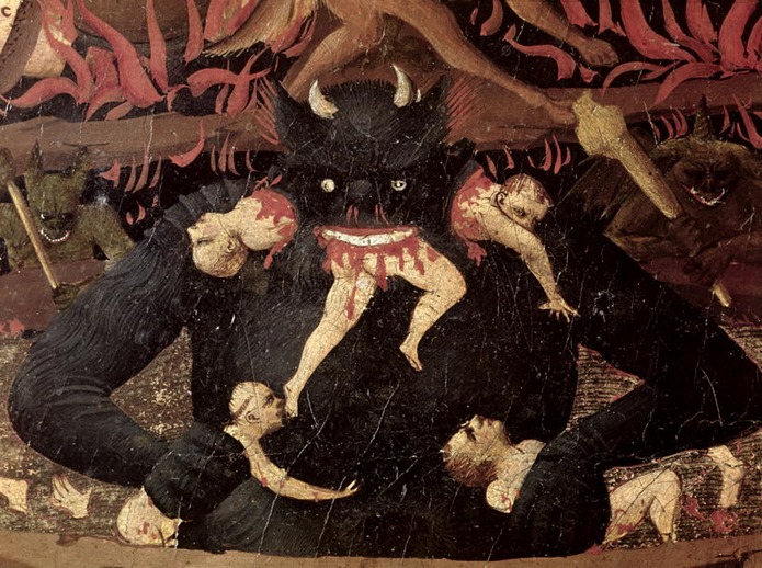 The-Last-Judgement-detail-of-Satan-devouring-the-damned-in-hell-1431-xx-Fra-Angelico