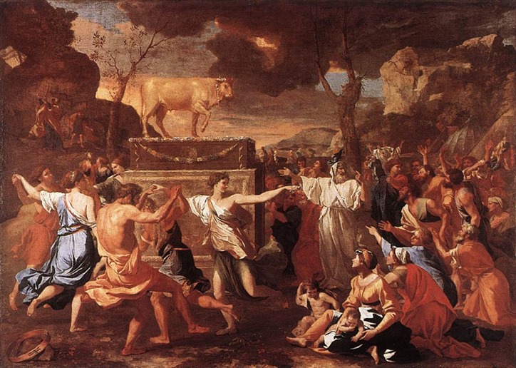 Poussin Nicolas, (1594 - 1665) French Baroque Classical Art 1634 The Adoration of the Golden Calf 5 stars [phistars.com]