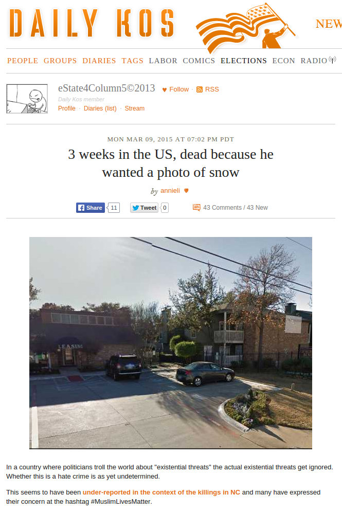 3 weeks in the US, dead because he wanted a photo of snow