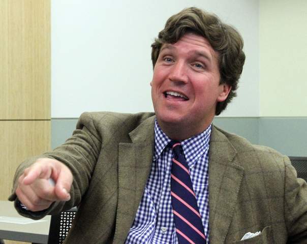 Tucker Carlson recently signalled an attempt to become a serious person by wearing a real tie instead of his usual bow-tie. Still man, that checkered shirt...