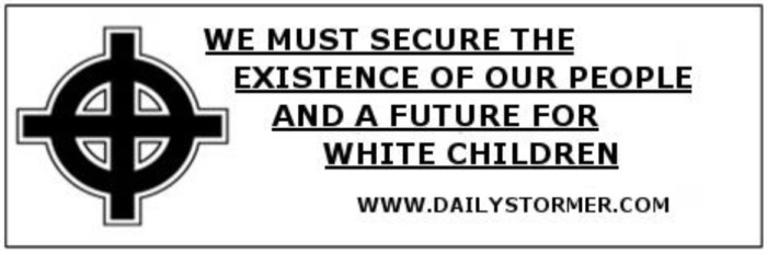 A large facsimile of a Daily Stormer message card