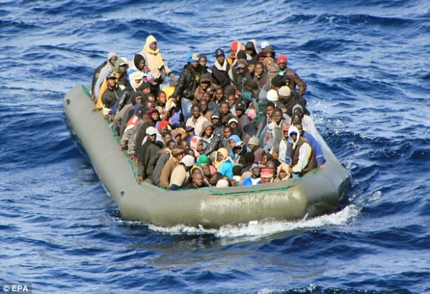 An African water taxi  transports new Italians to a free life thanks to the Jews.