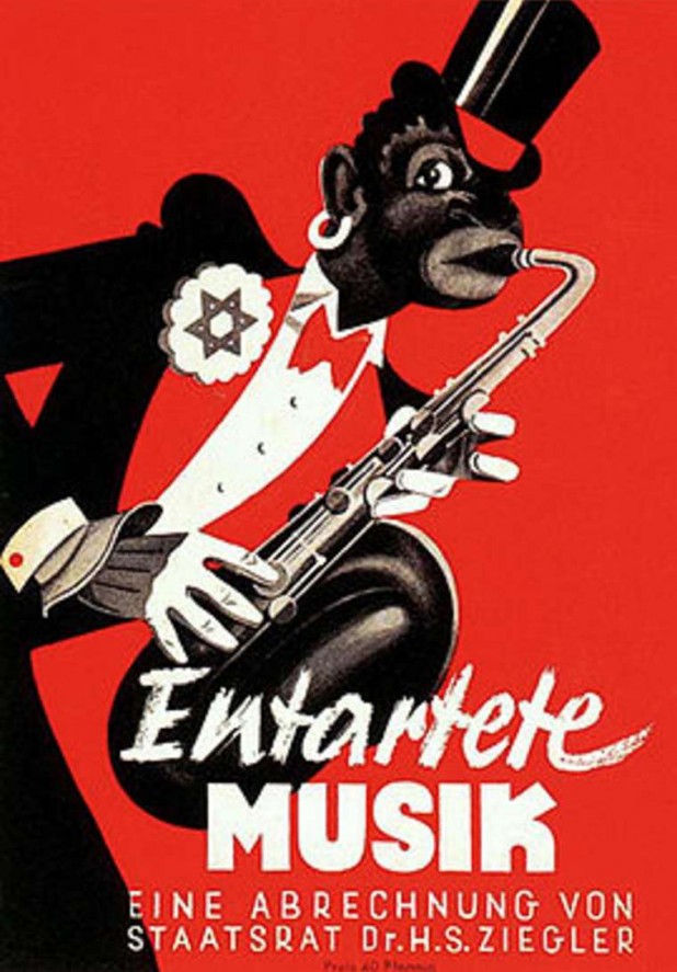Little Sambo plays the blues. The poster of the "degenerated music" Entartete Musik exhibition in Düsseldorf (1938)