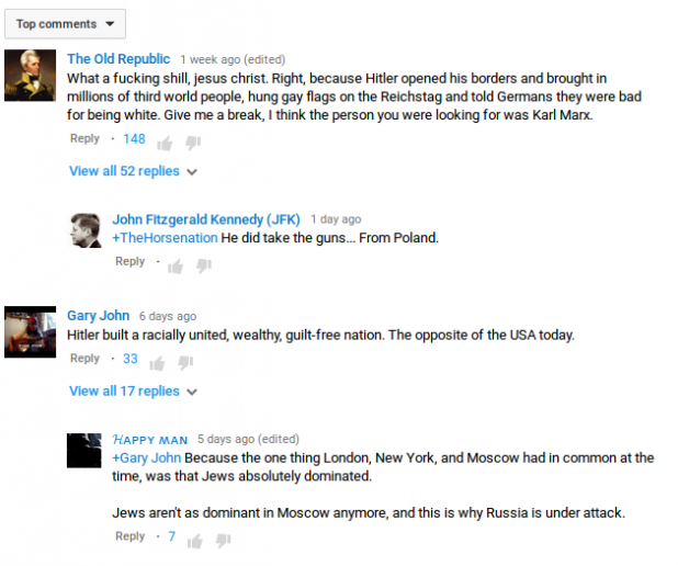 All comments are pro-HItler and anti-Jew