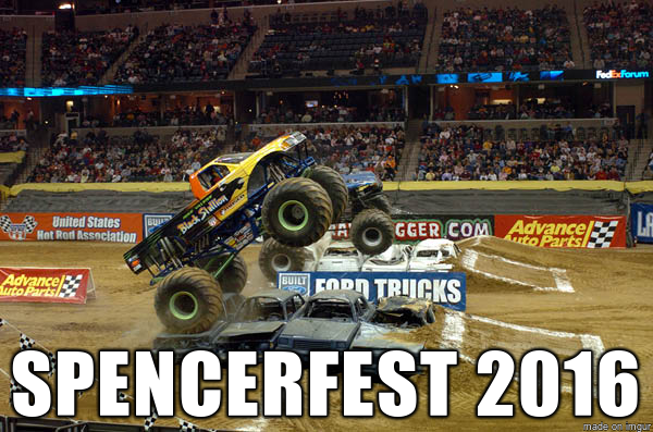 Seriously, if Spencer promises to crush even one car with a giant truck, I'll buy the most expensive ticket.