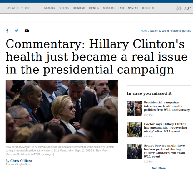 Commentary Hillary Clinton s health just became a real issue in the presidential campaign Chicago Tribune