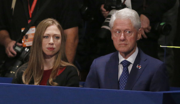 Chelsea Clinton, daughter of Hillary Clinton and former President Bill Clinton watch during the second presidential debate sbetween Republican presidential nominee Donald Trump and Democratic presidential nominee Hillary Clinton at Washington University in St. Louis, Sunday, Oct. 9, 2016. (Jim Bourg/Pool via AP)